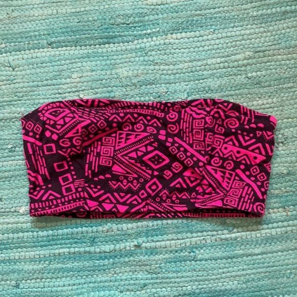 Decree pink Bandeau top, small, abstract / tribal - Picture 7 of 12
